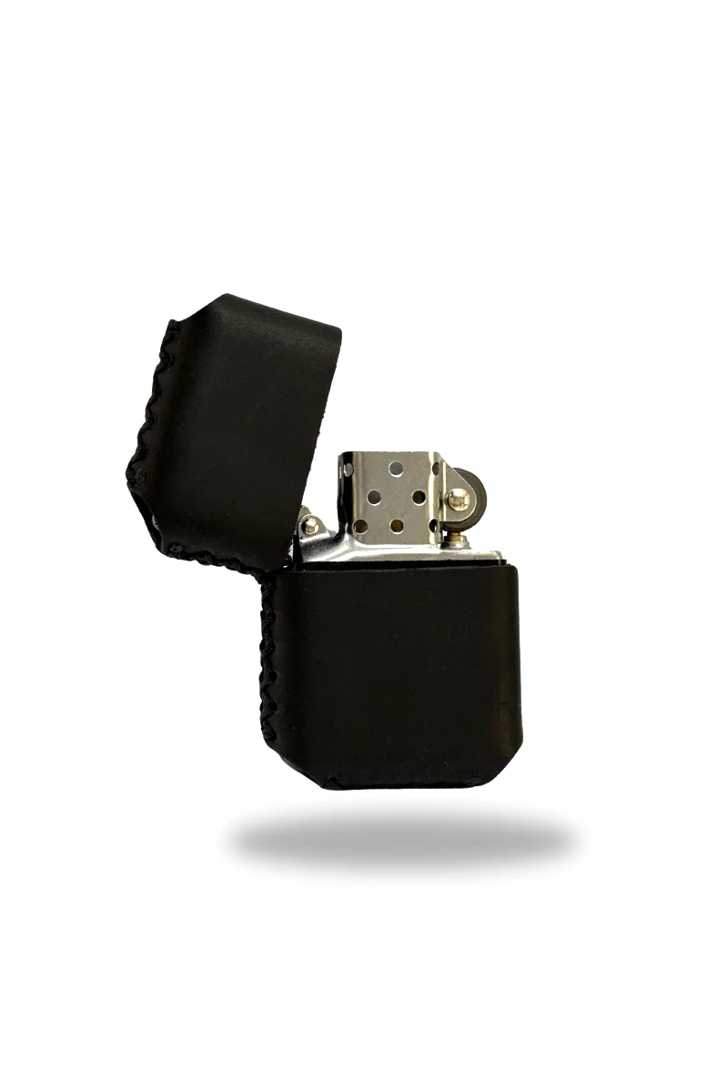 Hakiki Deri Kılıflı Zippo Çakmak - Siyah