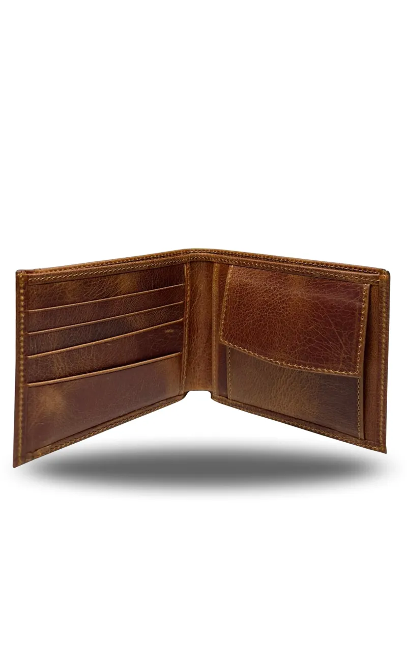 Kanguru Cepli Hakiki Deri Cüzdan – Bozuk Para Bölmeli - Taba